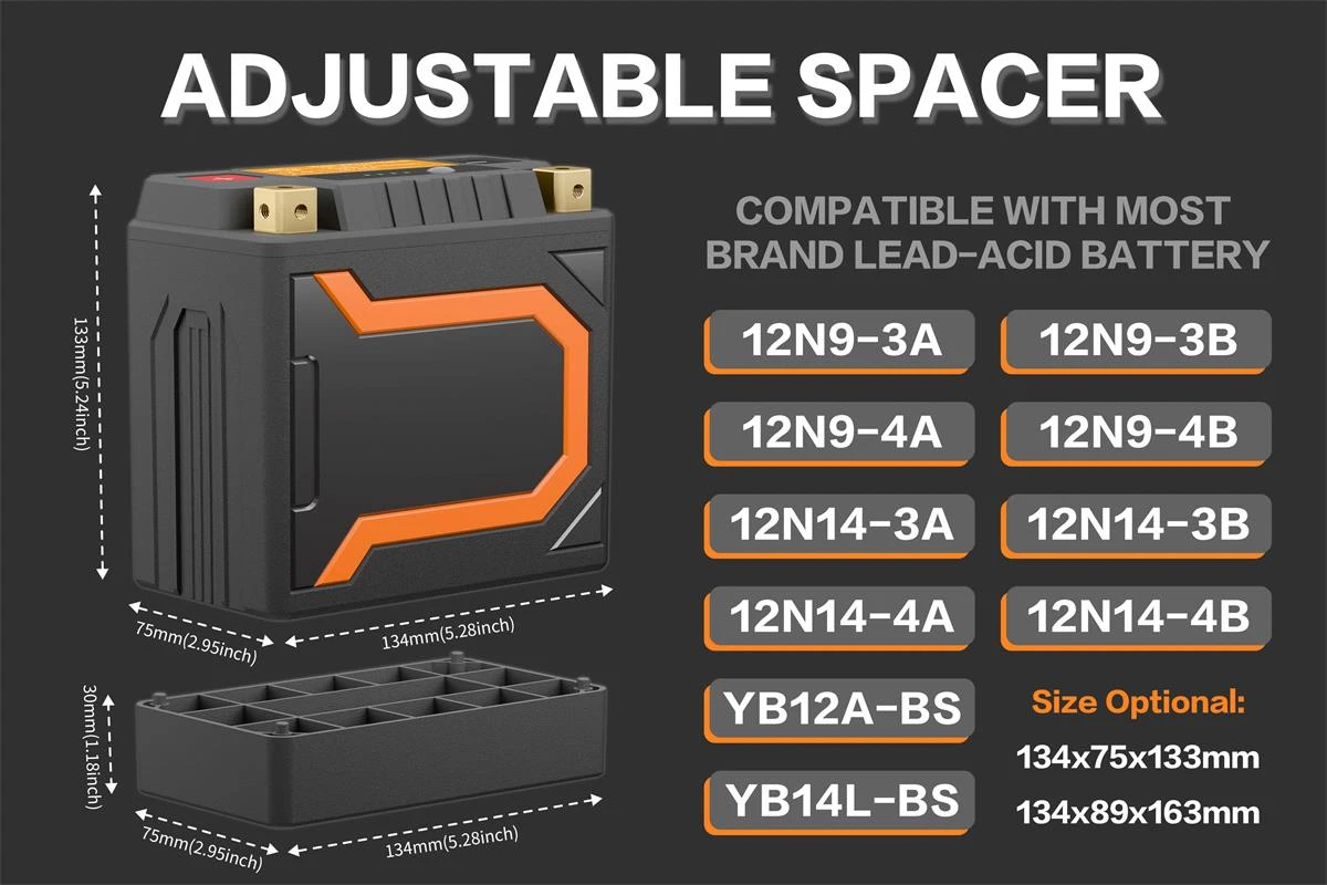 lithium motorcycle battery with spacer lithium motorcycle battery with spacer